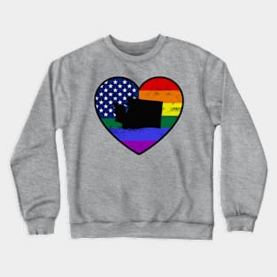 Washington United States Gay Pride Flag Heart Crewneck Sweatshirt